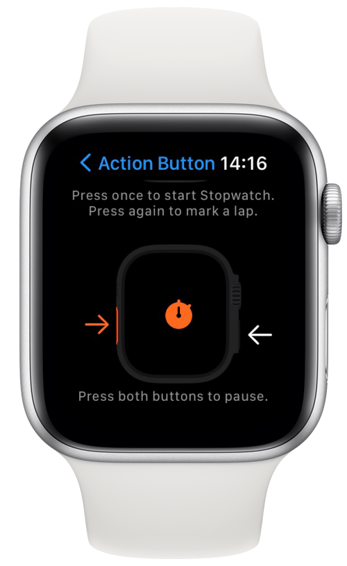 With this selected, you can press the Action button once to start your Stopwatch then again to stop it.