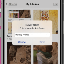 how to create folders on iPhone in the Photos app