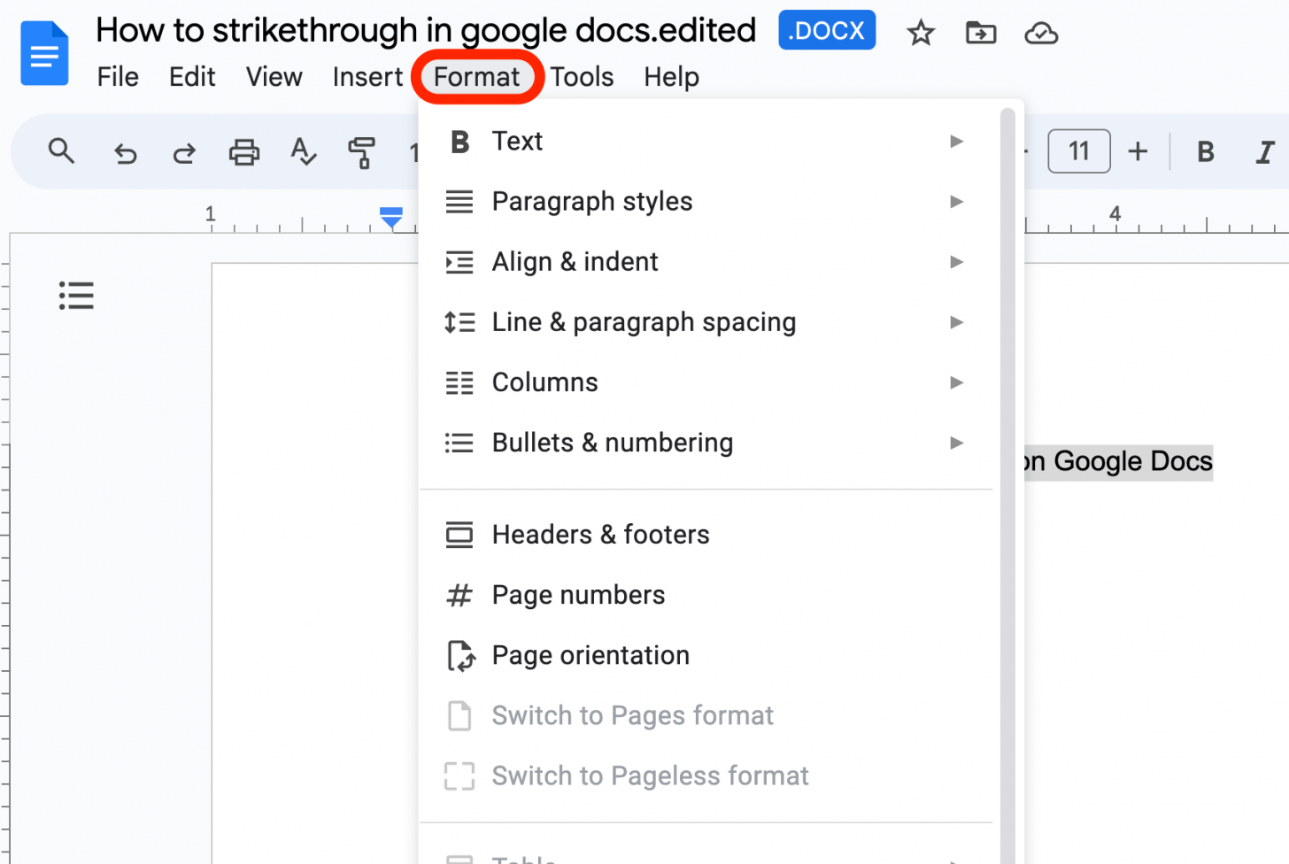 How to Add Strikethrough Text in Google Docs