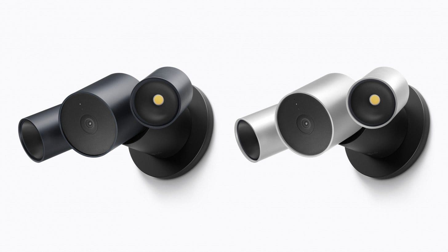 an image of two lg floodlight camers in essence graphite and essence silver