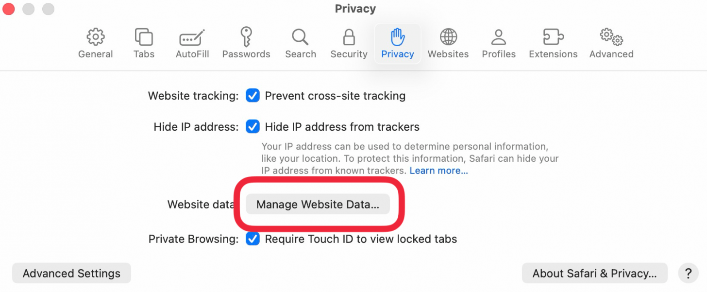 click manage website data in safari privacy settings click manage website data in safari privacy settings