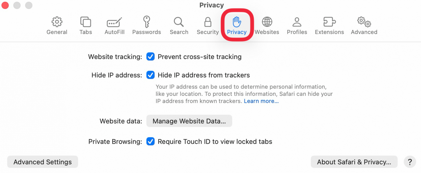 click privacy in safari settings click privacy in safari settings