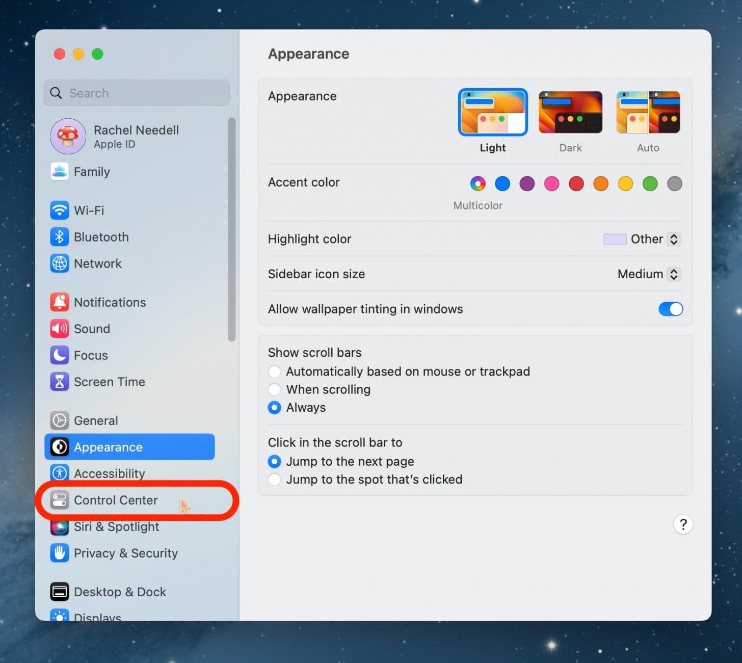 How to find the control center on mac