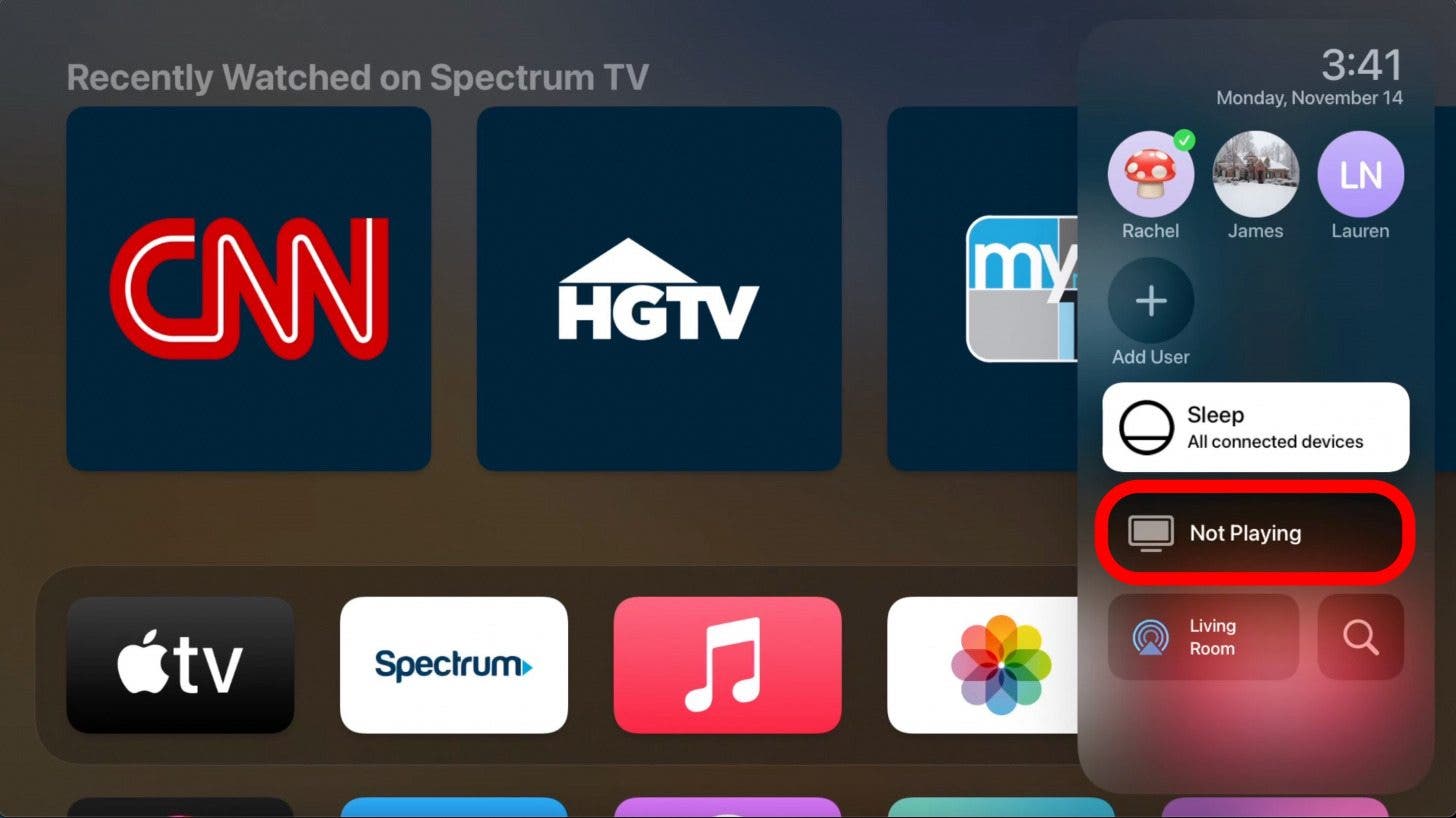 The next item will show you the title of the show, movie, or video you are watching.