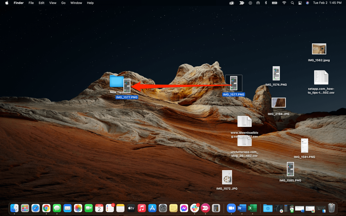 Click and drag a file you want to move into the new folder. Drag and release it over the new folder.