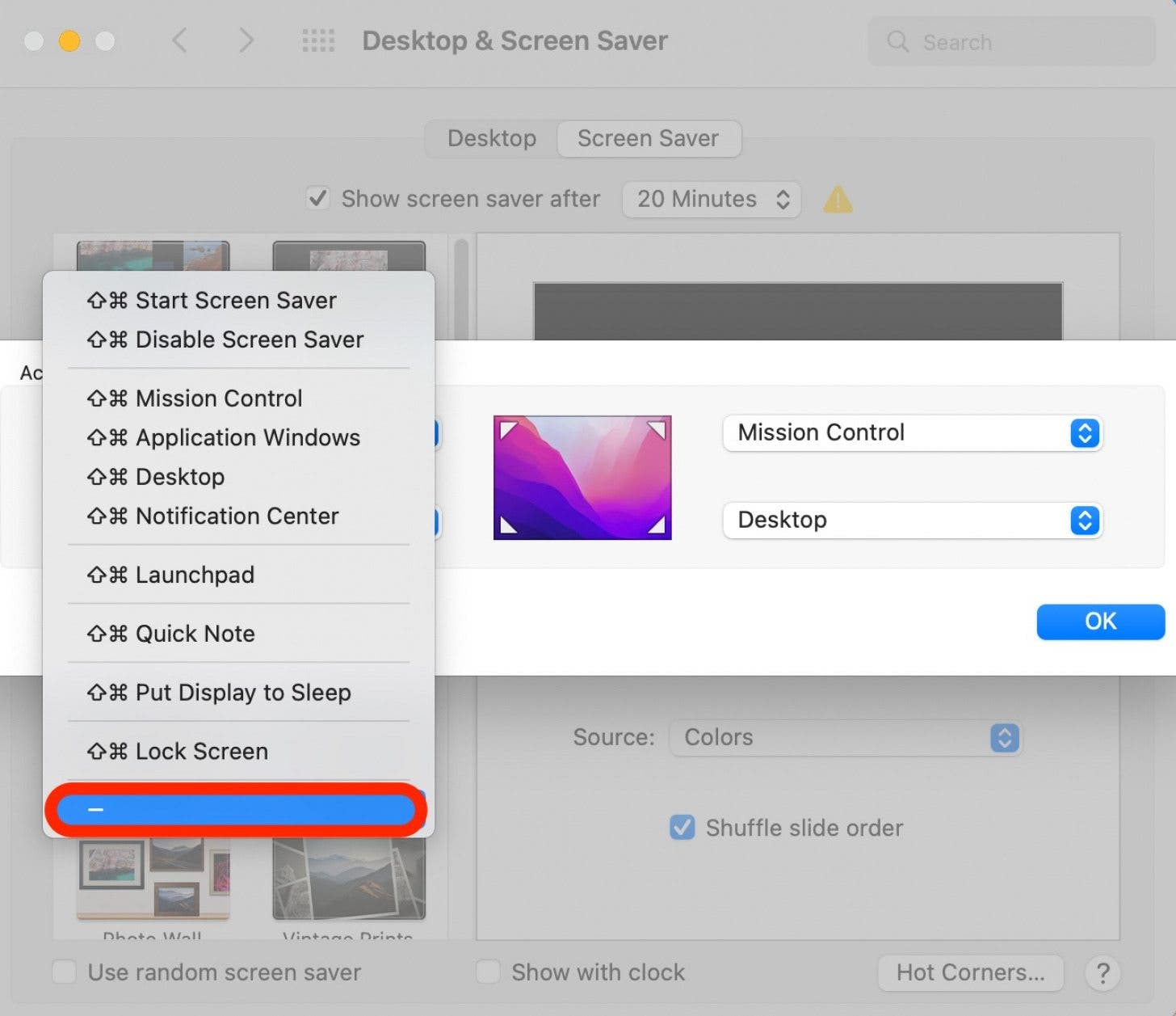 How to Use Mac Hot Corners Step 7 -  Disable a Hot Corner