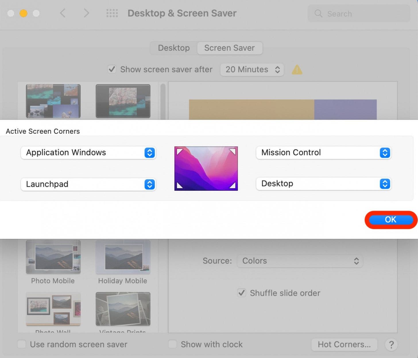 How to Use Mac Hot Corners Step 9 -  Click OK
