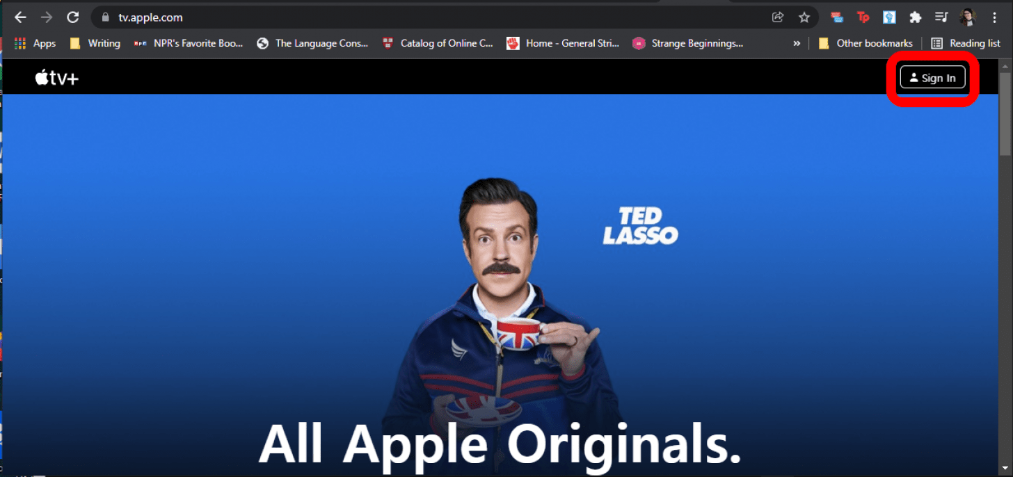 how to watch ted lasso - tap sign in
