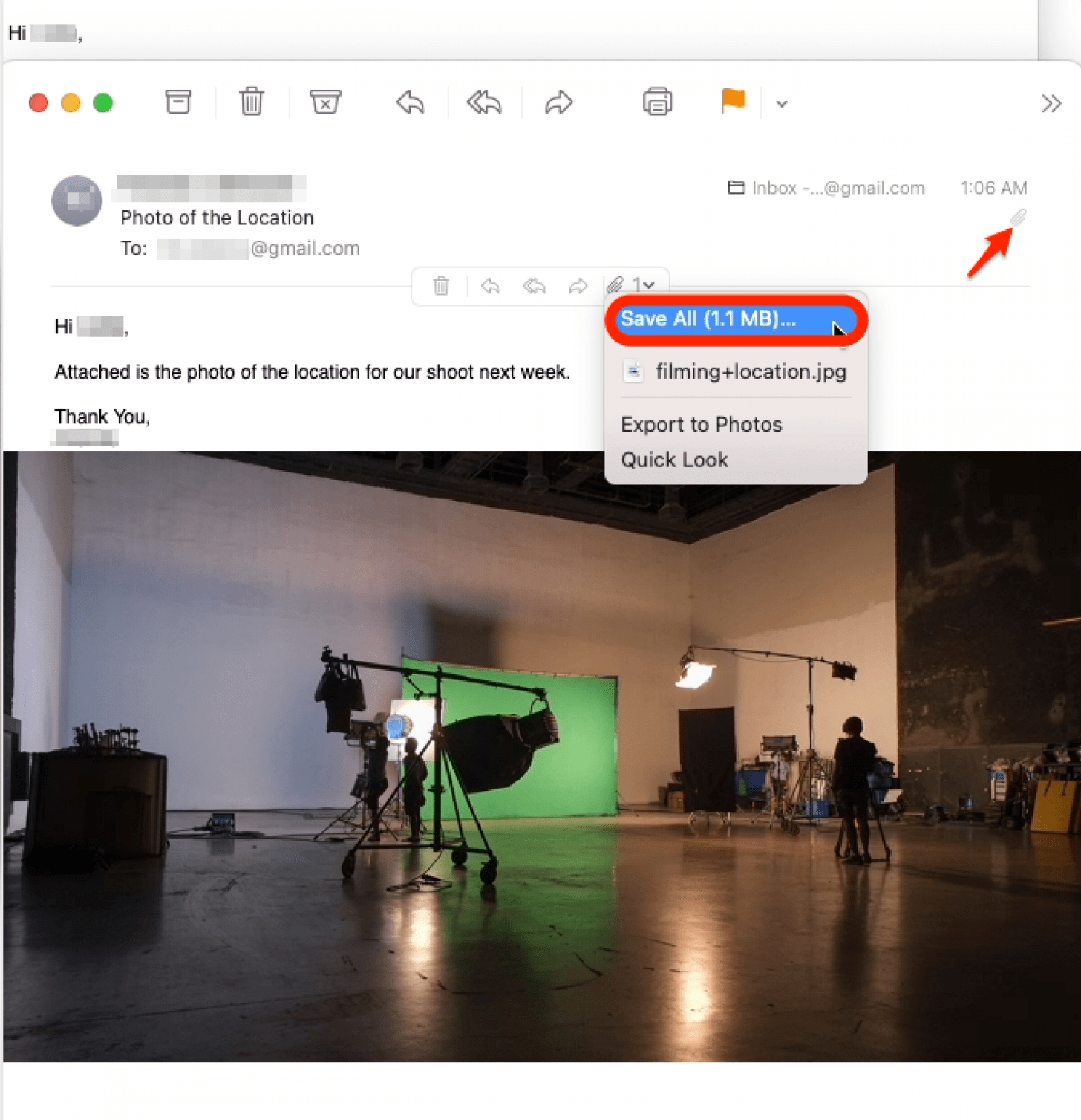 Click the paper clip icon and select a download method
