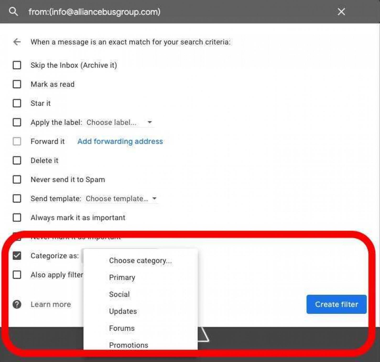 create filter for email in gmail 