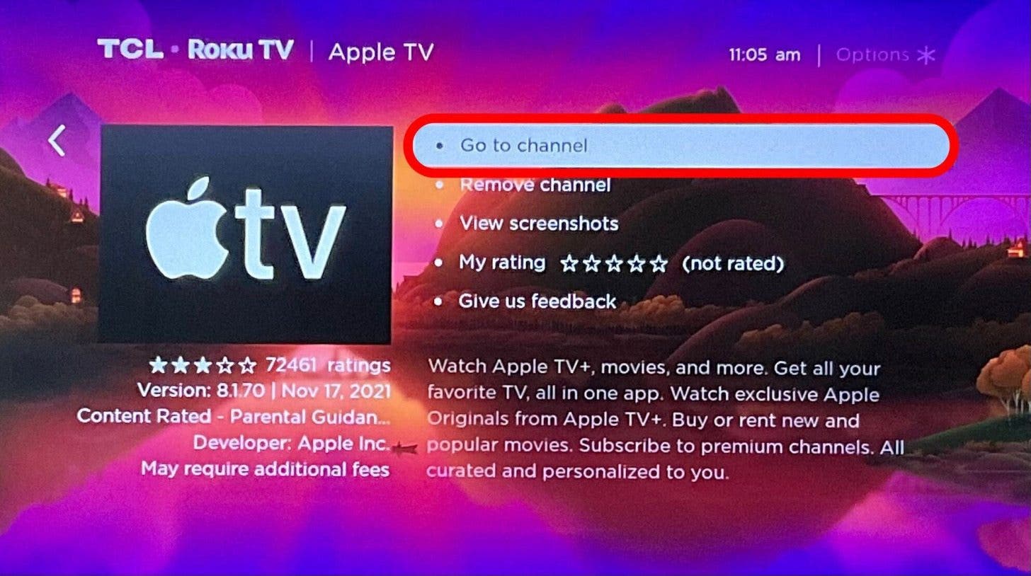 If your device gives you the Go to channel option, select it.