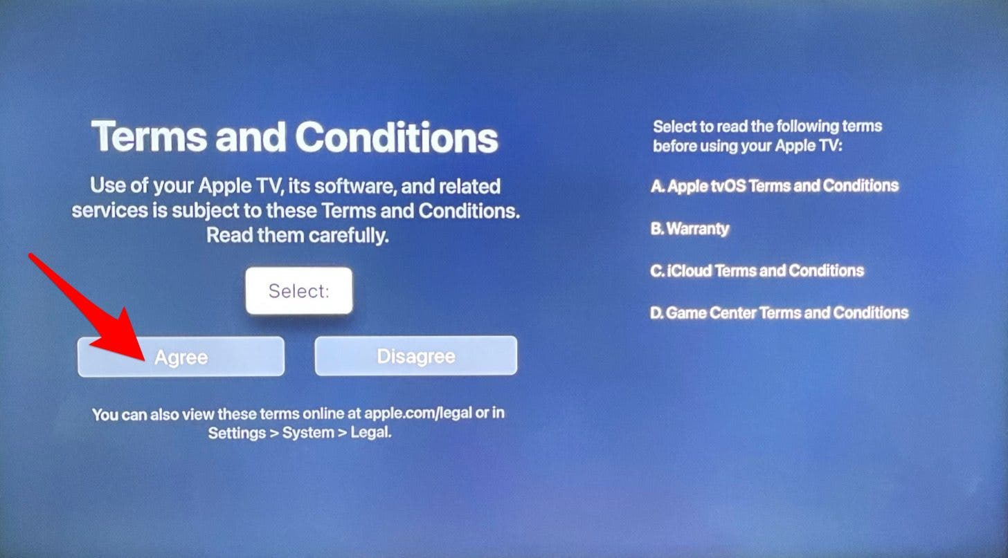 Next, Agree to Terms and Conditions.