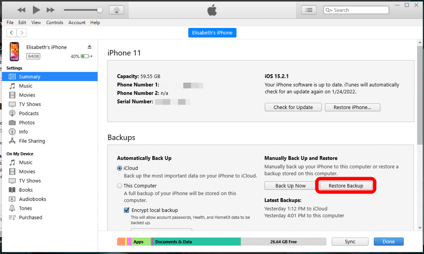 How to Restore iPhone from an iTunes Backup
