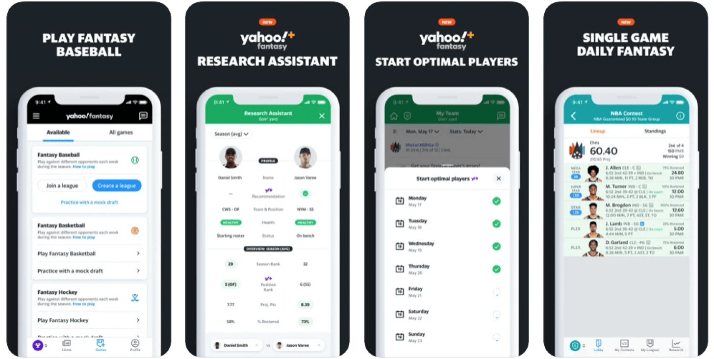 yahoo fantasy and daily sports app