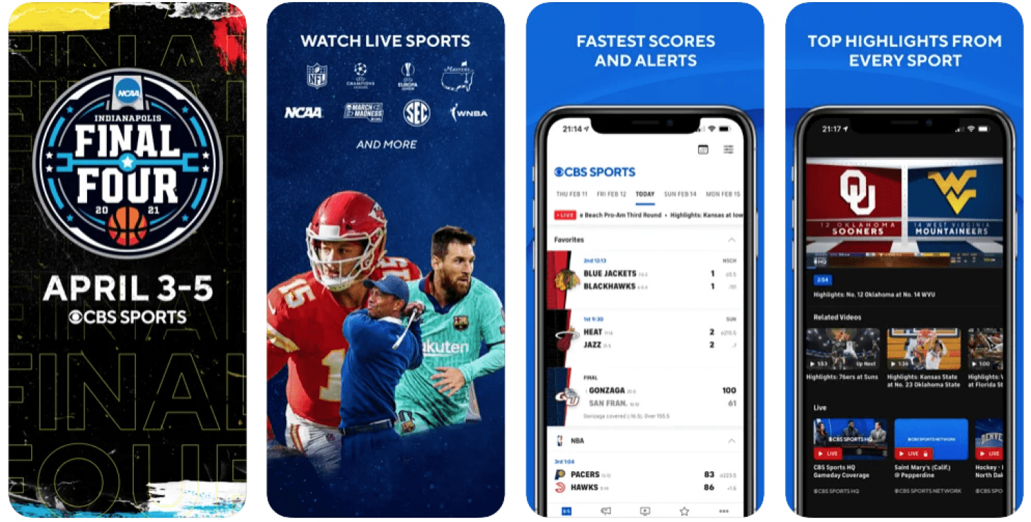 cbs sports app scores and news app