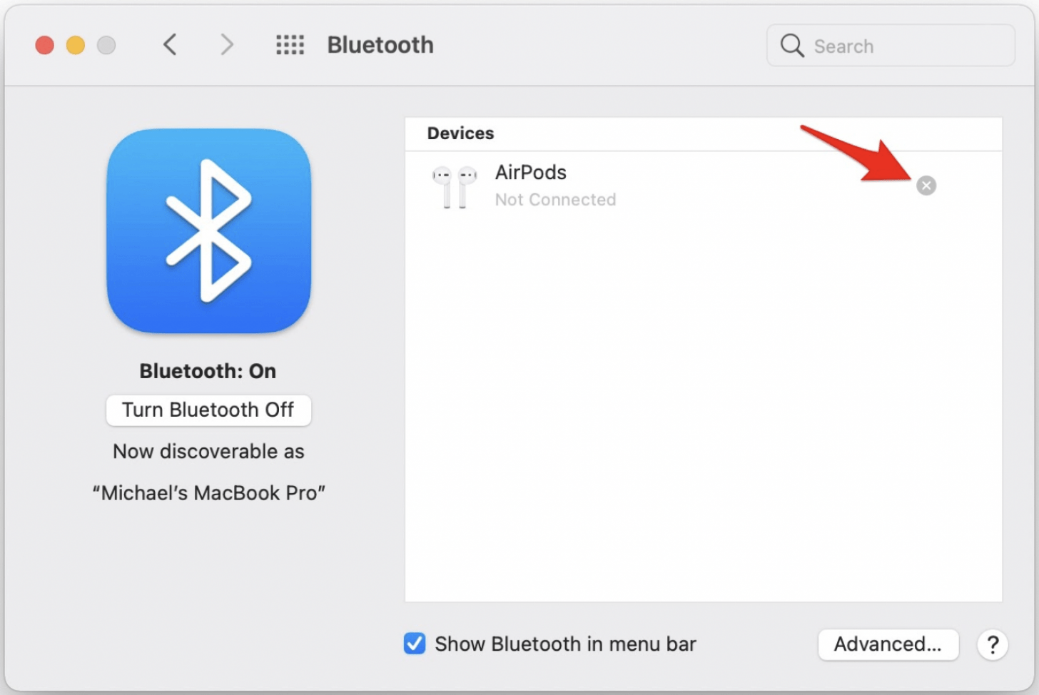 How to wipe a MacBook - Turn off Bluetooth unpair bluetooth devices