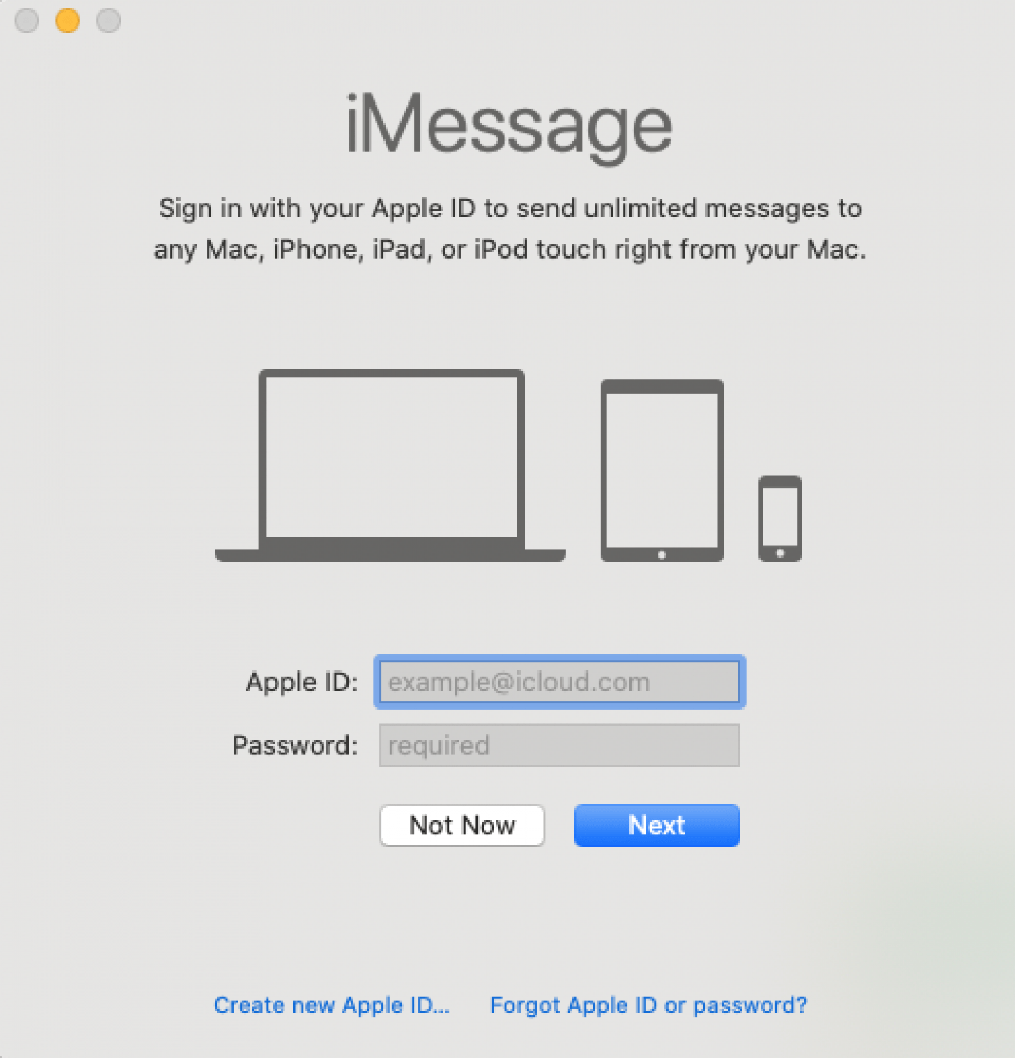 log in to messages on mac