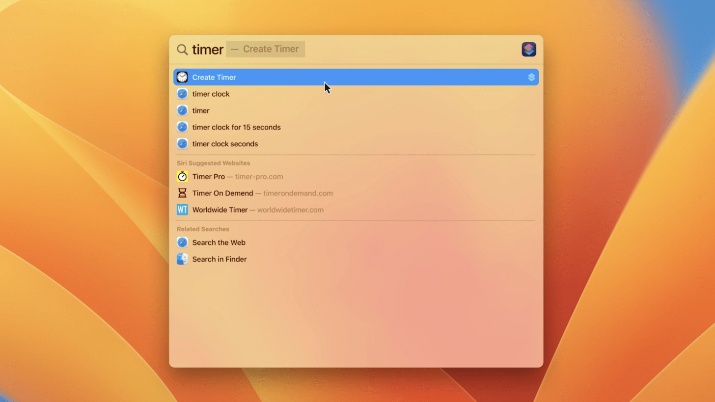 macOS Ventura Spotlight feature