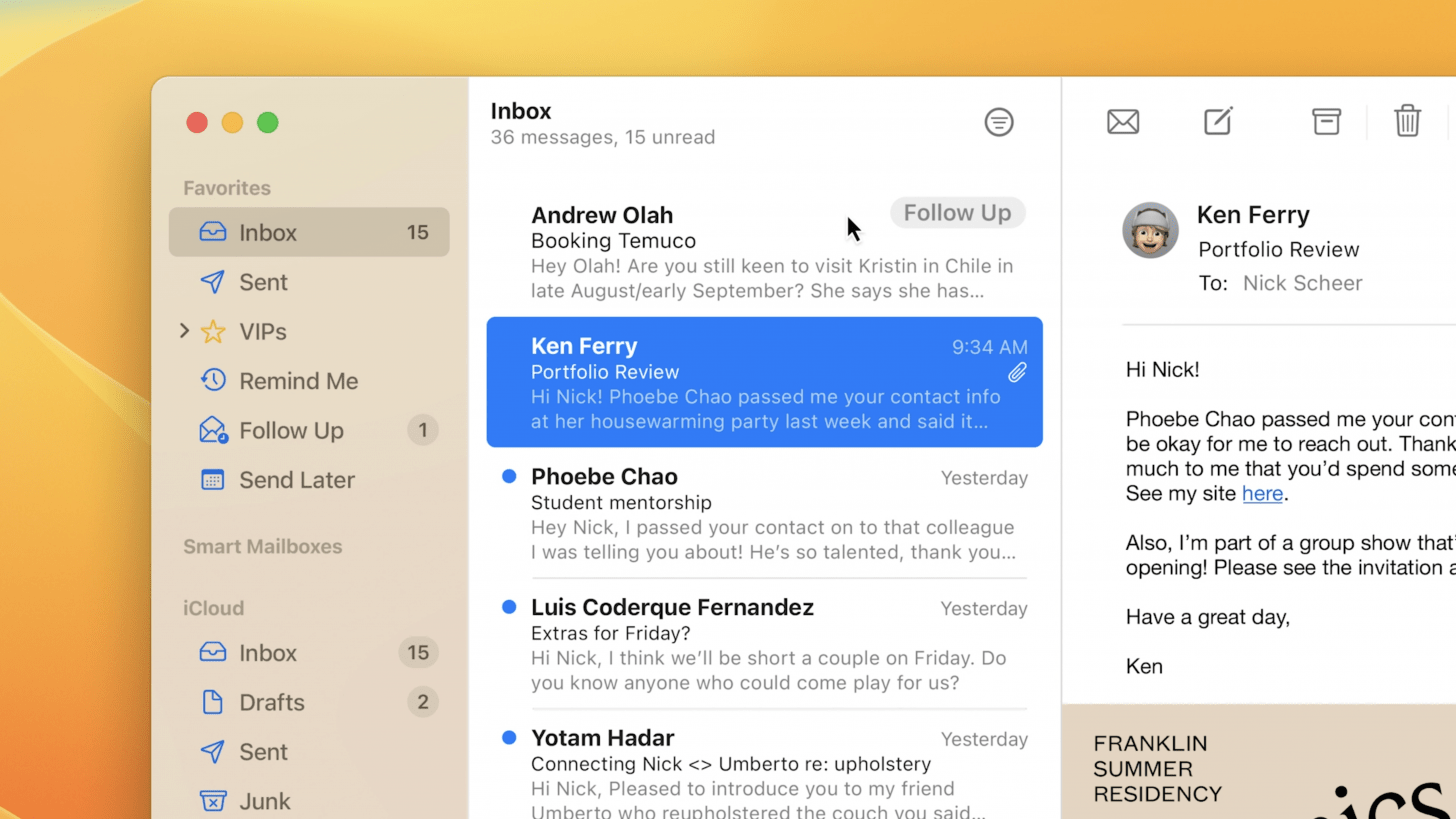 macOS Ventura Mail app feature