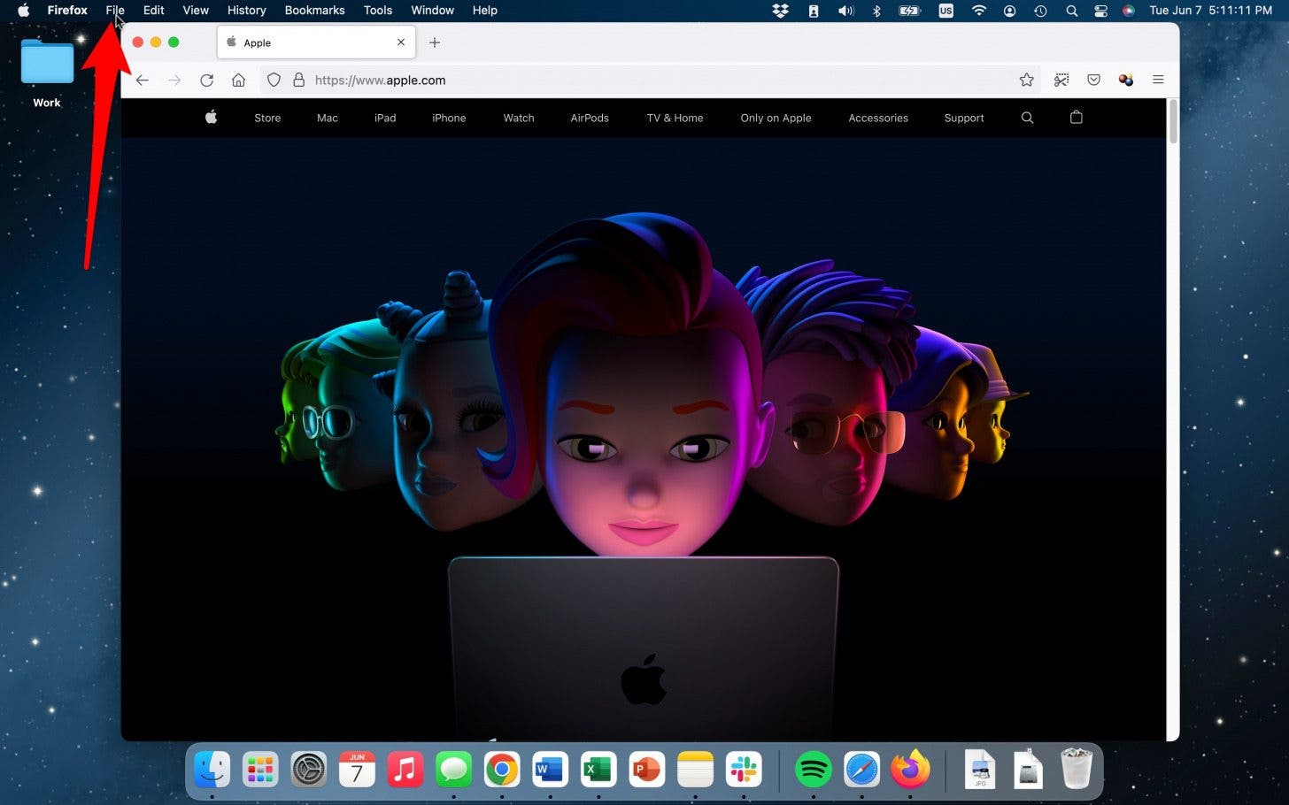Select File in the top menu bar.