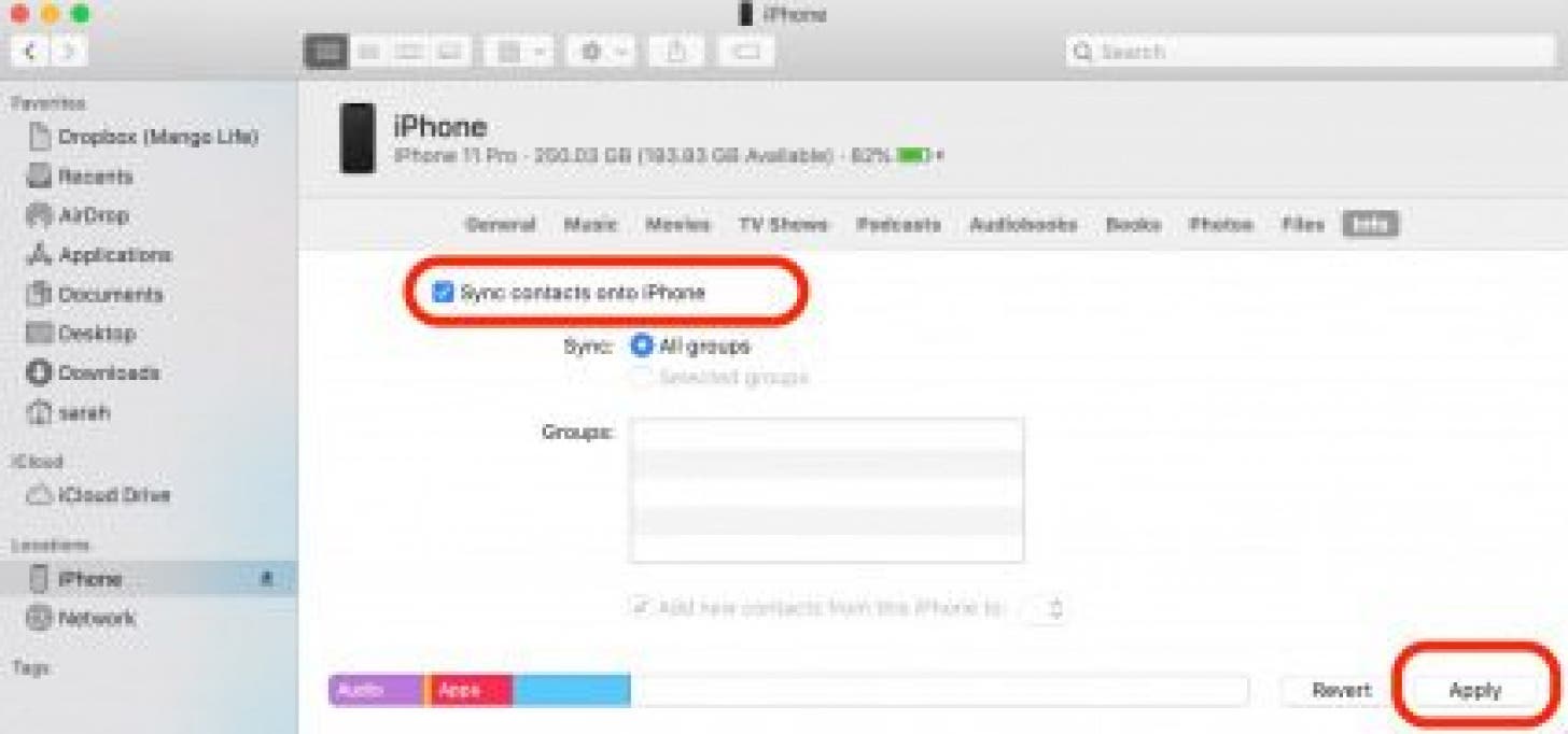 sync contacts from iphone to mac with usb cable