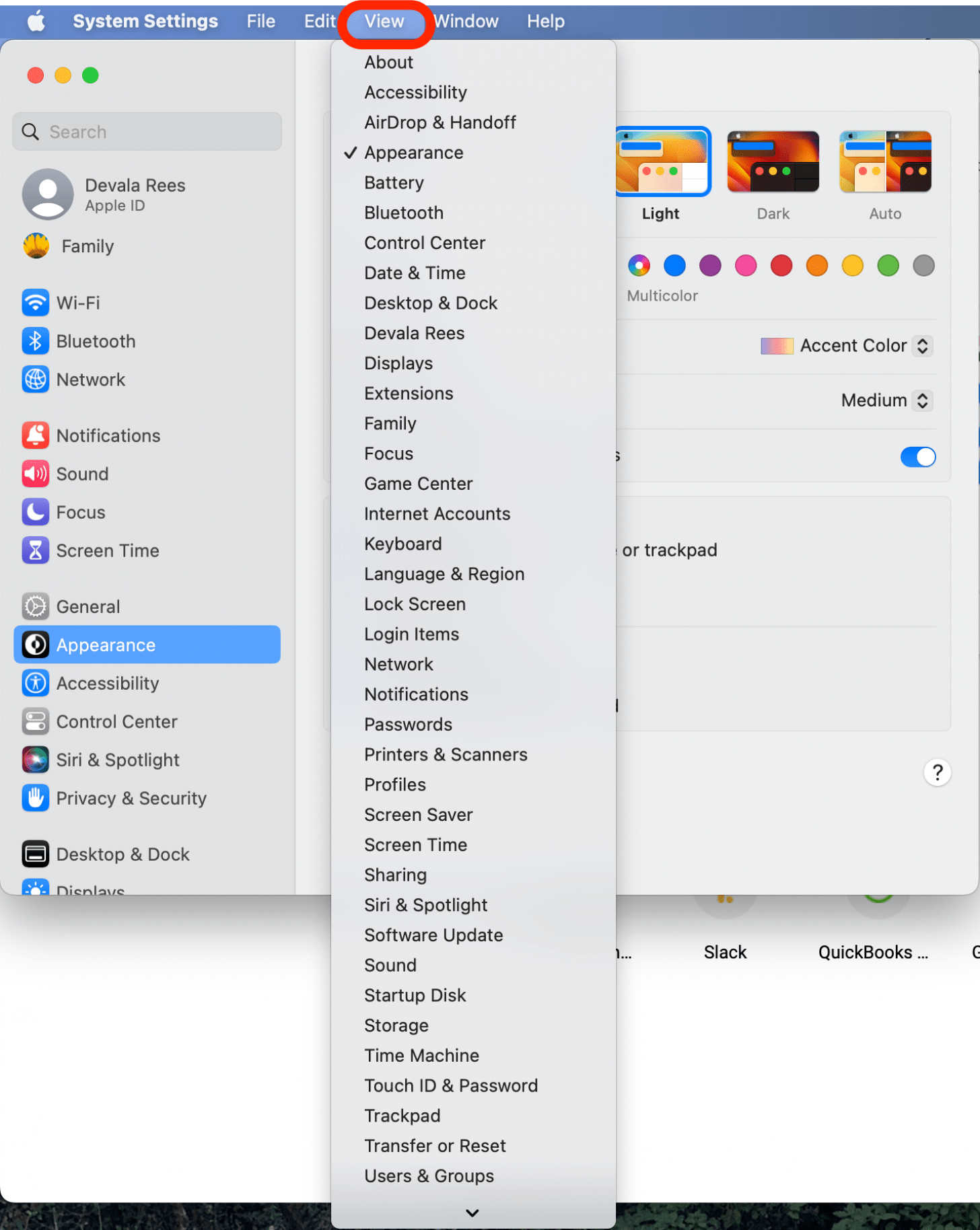 View Mac System Setting Options in Alphabetical Order