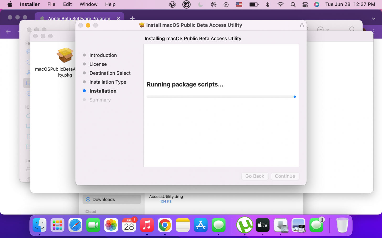 Now you'll see a notification with a blue line indicating download progress. 