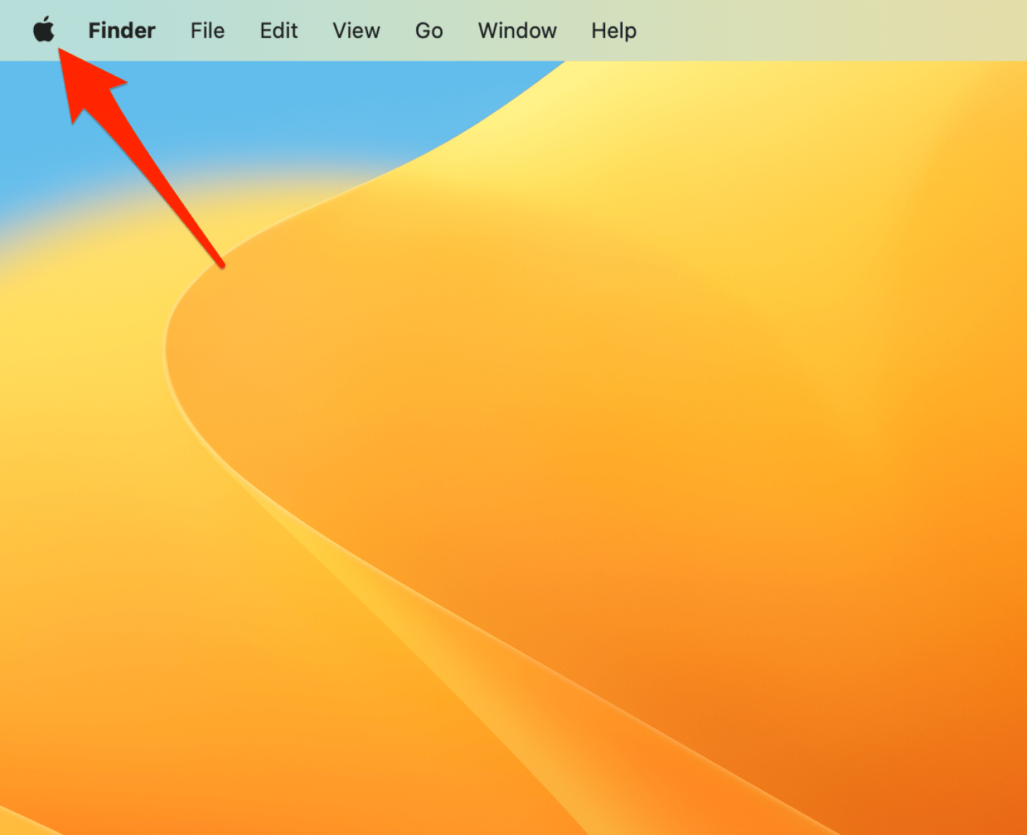 To set up a default printer, click the Apple icon in the top left corner.