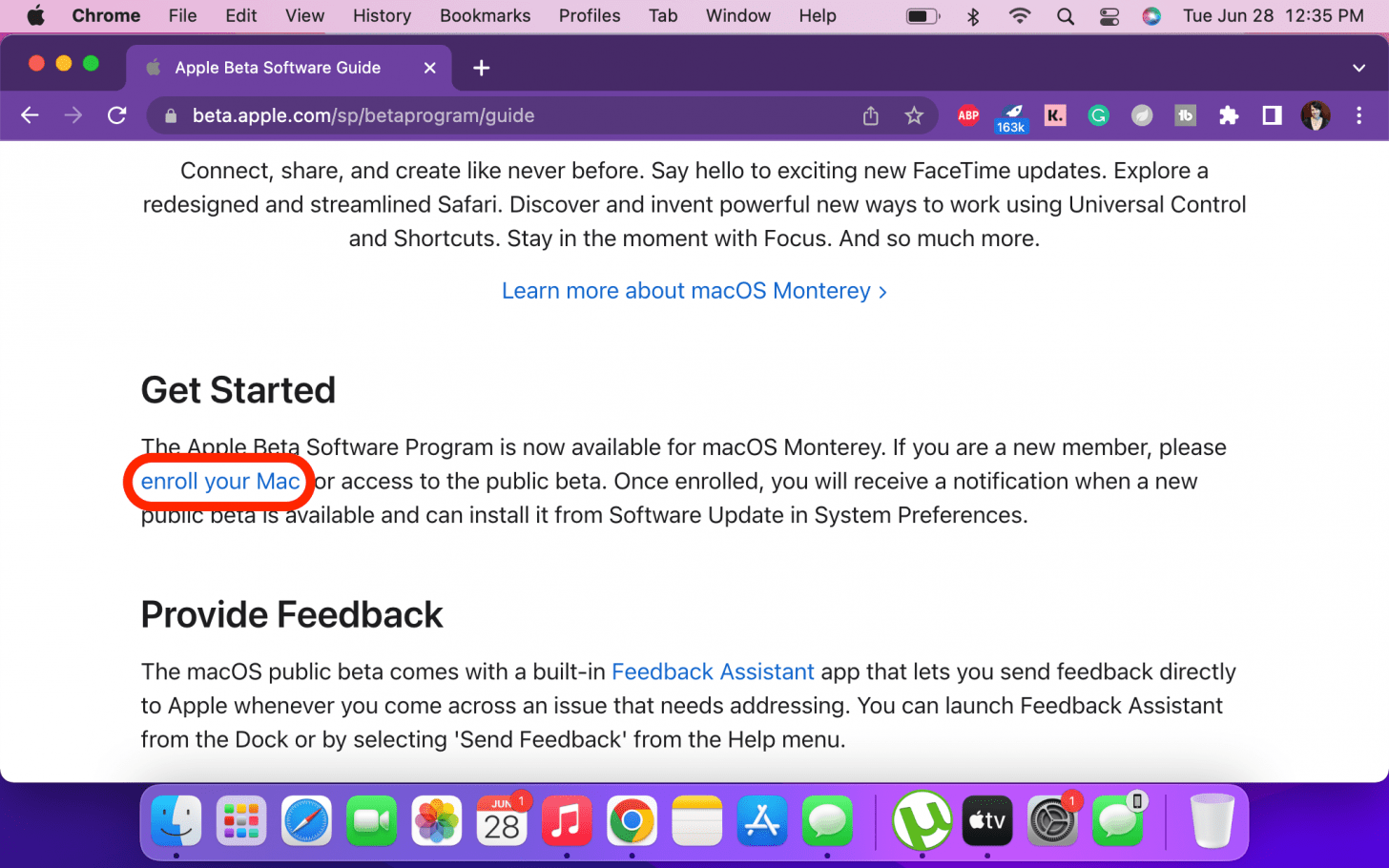 You'll be taken to a Guide for Public Betas. Scroll down, under Get Started, click enroll your Mac.
