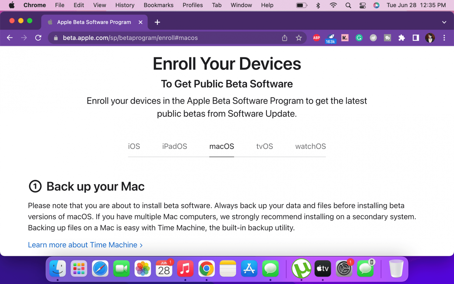 You'll be reminded to back up your Mac.