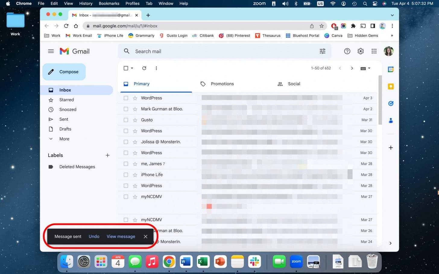 You will see a notification pop up that says "Message Sent." Tap Undo.