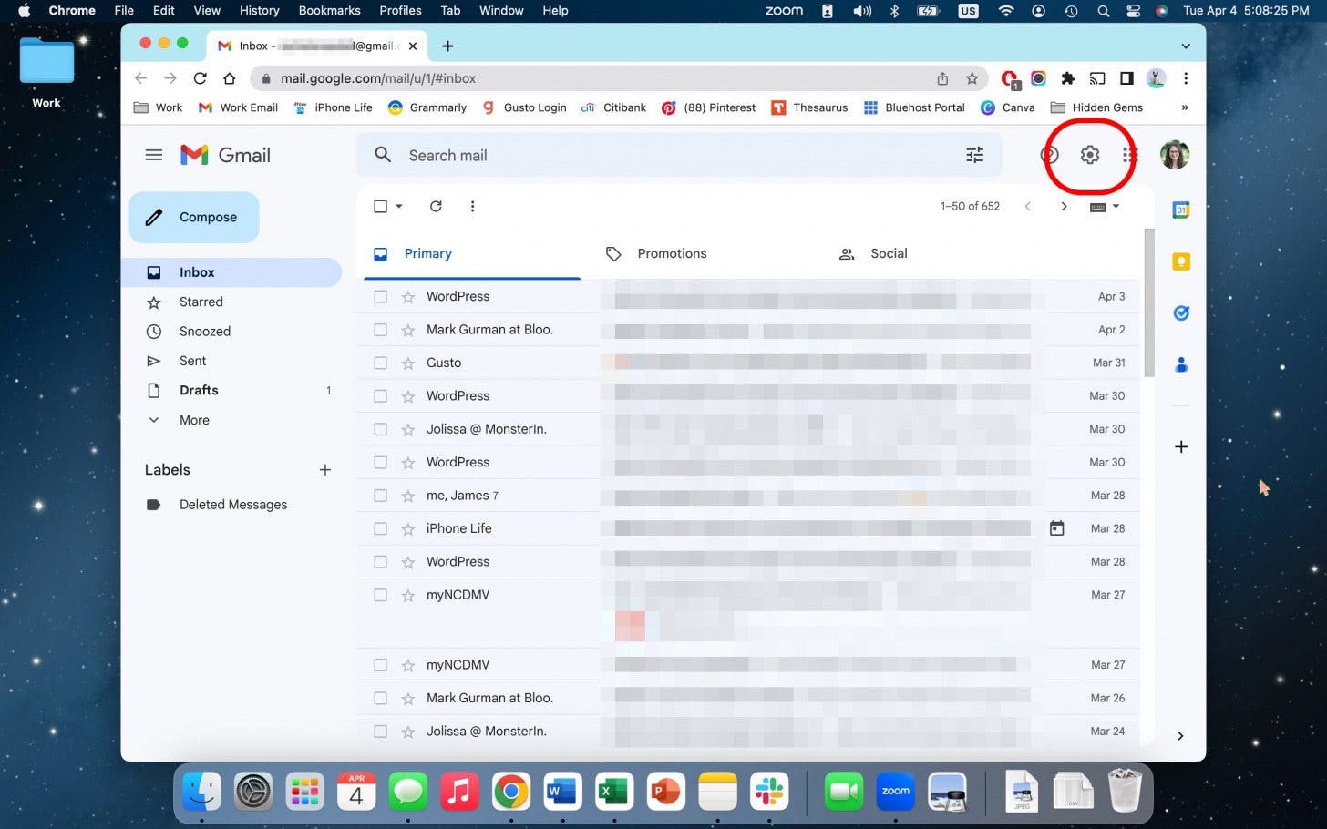 Click the Settings icon in the top right.