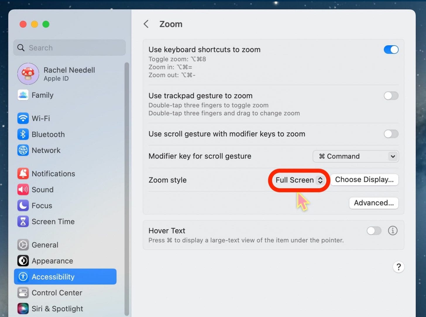 And lastly, choose Full Screen to have a slightly more zoomed in screen than normal.