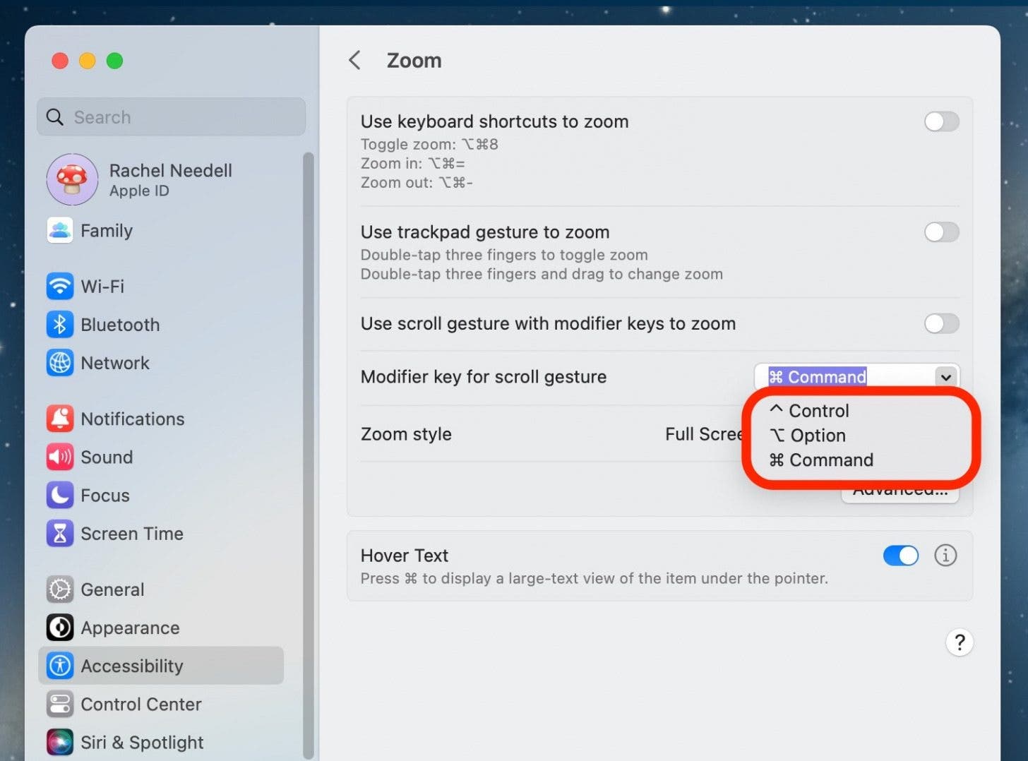 Then, choose a Modifier Key from the drop down menu. I chose the Command key because it's easy to remember.