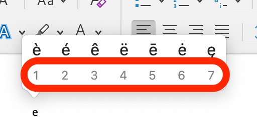 Press the number key corresponding to the accent you want, and the letter will change to that version.