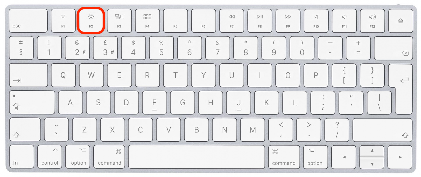Press the right-hand brightness key to increase brightness. 