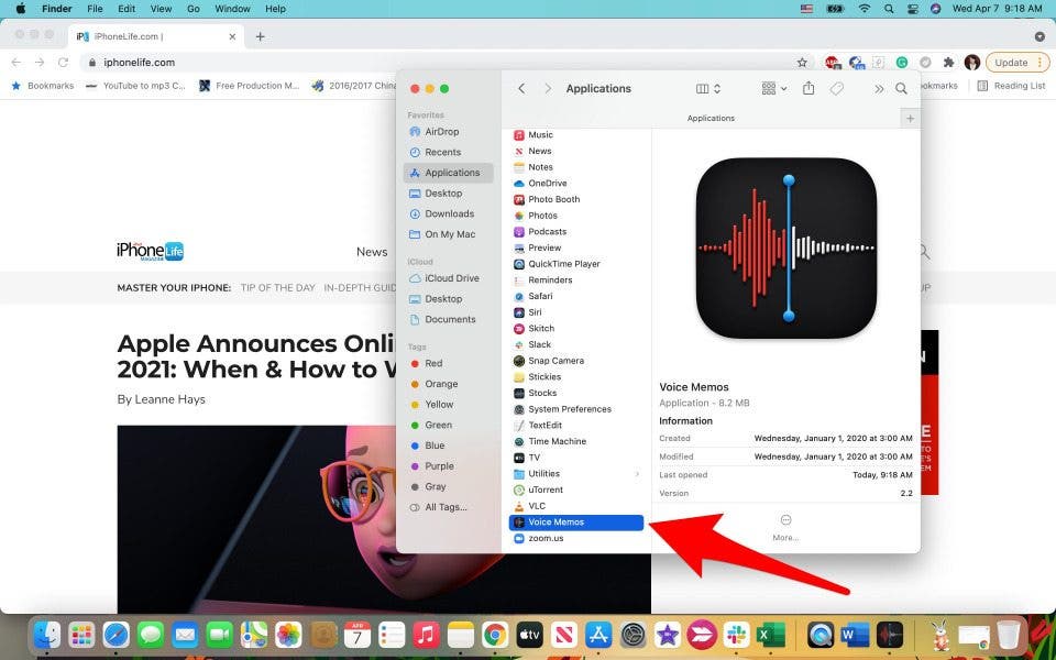 Open Voice Memos.