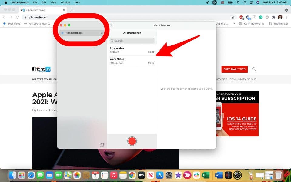 You should see your iPhone-recorded Voice Memos under All Recordings.