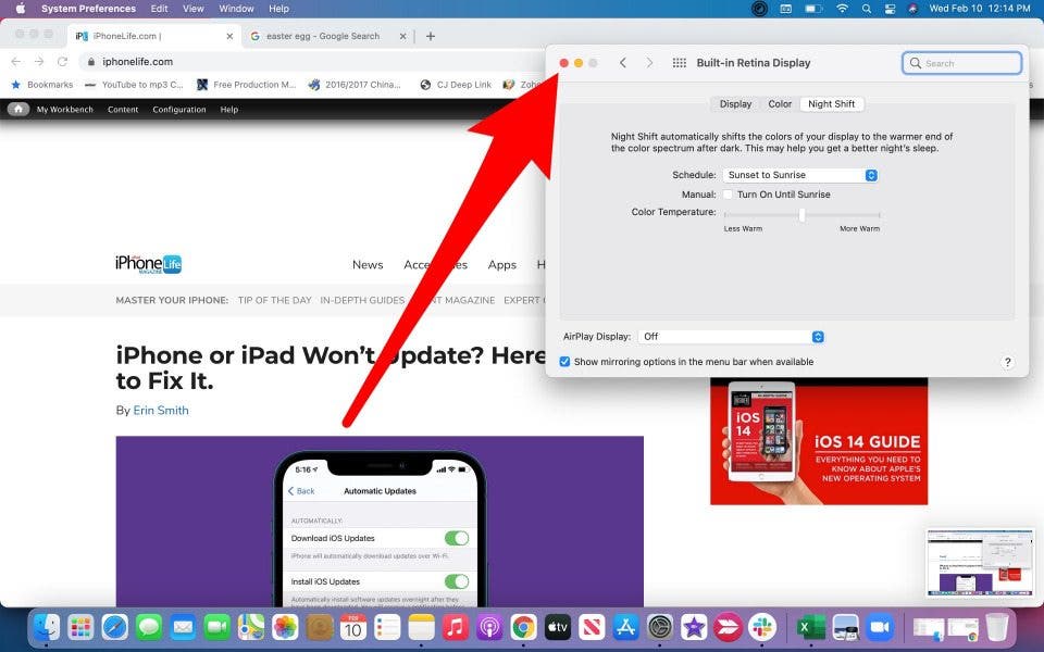 Close the window to save your setting changes 