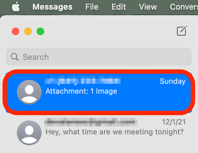 Click to open or select a text conversation. 