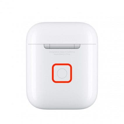Press button on the back of case to put AirPods in pairing mode