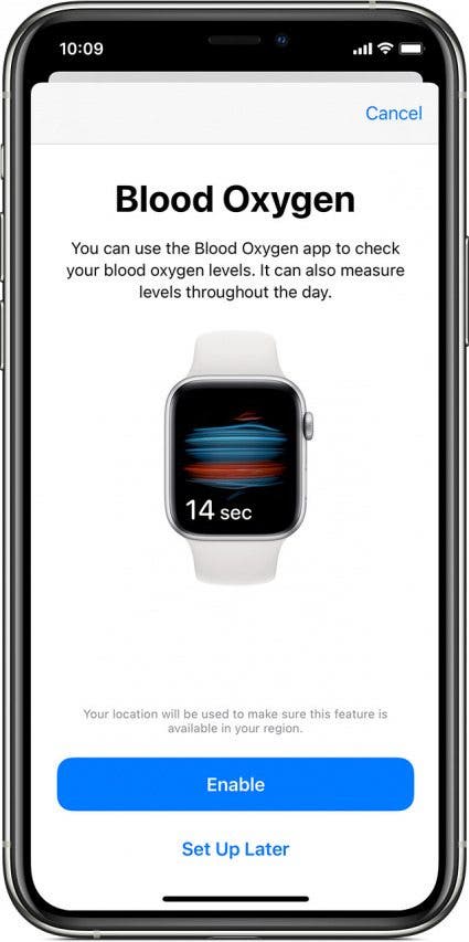 Follow the steps for Blood Oxygen setup