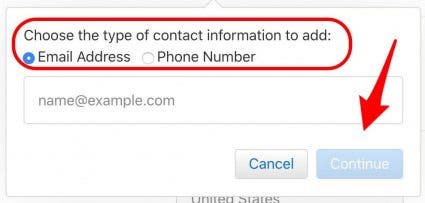 enter new email or phone number apple id