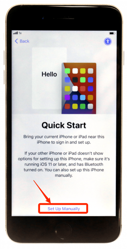 Tap Set Up Manually