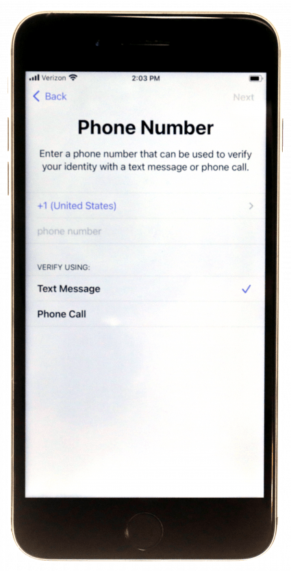 Once you've set it up, a verification text will be sent to your phone. 