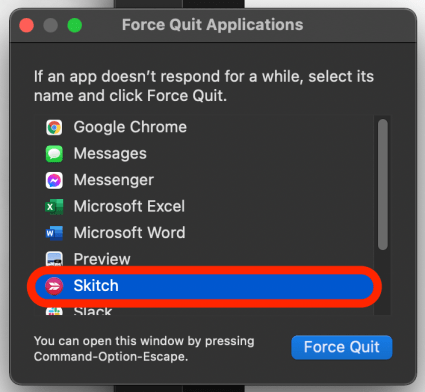 Click on the app name to highlight it