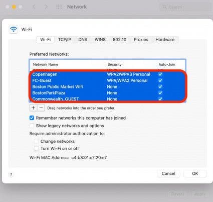 Forget Wi-Fi Network step  10 - Delete multiple networks