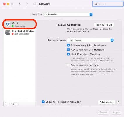 Forget Wi-Fi Network step 3 - Click Wi-Fi