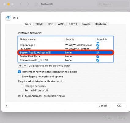 Forget Wi-Fi Network step  7 - Select network to forget