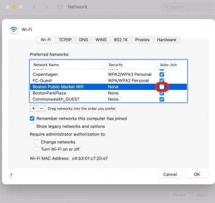 Forget Wi-Fi Network step  9 - Click Uncheck Auto-join